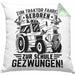 Traktor Fahren Geschenk Kissen mit Füllung 40x40 für Bauer Landwirt Zum Traktor Fahren Geboren Zur Schule Gezwungen (Grau) Grün Trendation