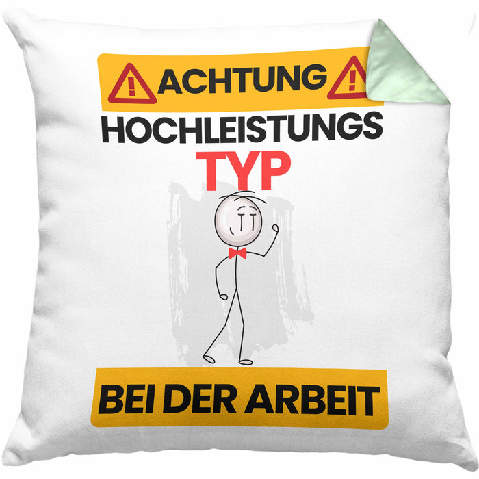 Typ Kissen mit Füllung 40x40 Geschenk Lustiger Spruch Geschenkidee für Typ Achtung Hochleistungs Typ Bei Der Arbeit (Grau) Grün Trendation