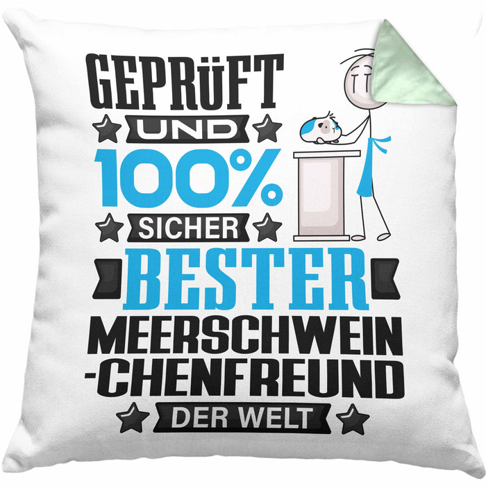 Meerschweinchenfreund Geschenk Lustiger Spruch für Meerschweinchenfreund Geschenkidee Bester Meerschweinchenfreund Der WeltKissen mit Füllung 40x40 (Grau) Grün Trendation