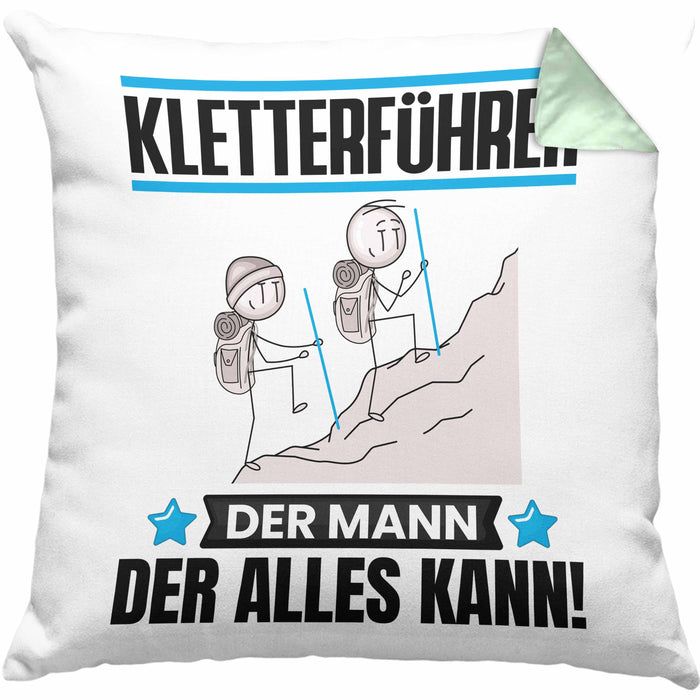 Kletterführer Kissen mit Füllung 40x40 Geschenk für Kletterführer Der Mann Der Alles Kann Geschenkidee zum Geburtstag (Grau) Grün Trendation
