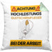 Gleitschirmflieger Kissen mit Füllung 40x40 Geschenk Lustiger Spruch Geschenkidee für Gleitschirmflieger Achtung Hochleistungs Gleitschirmflieger Bei Der Arbeit (Grau) Grün Trendation