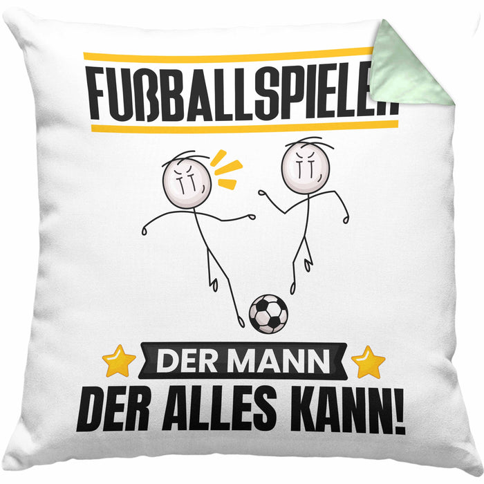Fußballspieler Kissen mit Füllung 40x40 Geschenk für Fußballspieler Der Mann Der Alles Kann Geschenkidee zum Geburtstag (Grau) Grün Trendation