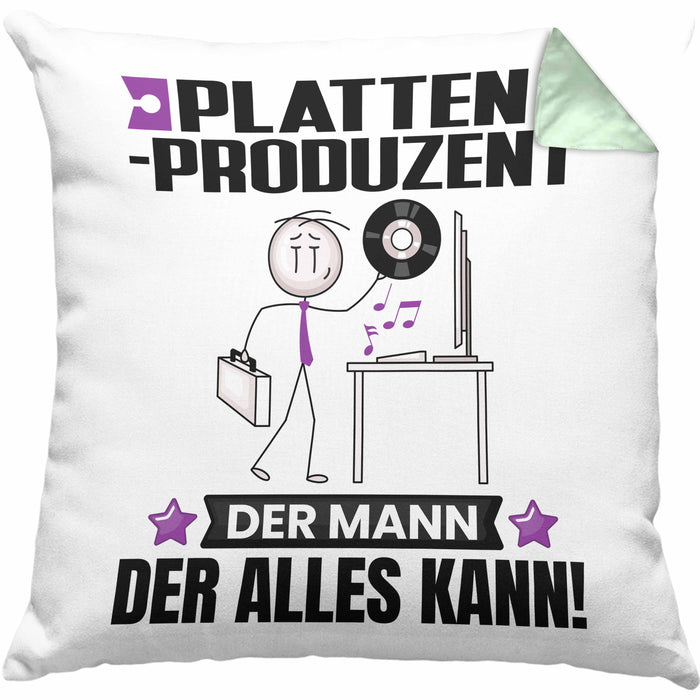 Plattenproduzent Kissen mit Füllung 40x40 Geschenk für Plattenproduzent Der Mann Der Alles Kann Geschenkidee zum Geburtstag (Grau) Grün Trendation