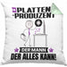Plattenproduzent Kissen mit Füllung 40x40 Geschenk für Plattenproduzent Der Mann Der Alles Kann Geschenkidee zum Geburtstag (Grau) Grün Trendation