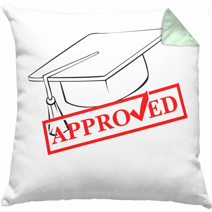 Lustige Kissen mit Füllung 40x40 für Doktor, Master und Bachelor - Das tolle Geschenk für Absolventen Approved (Grau) Grün Trendation
