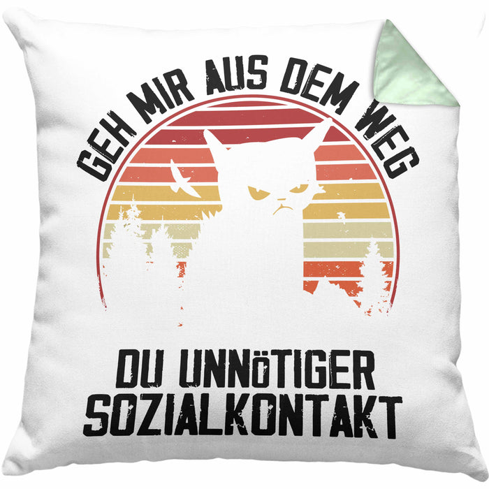 Lustige Kissen mit Füllung 40x40 Geschenk Geh Mir Aus Dem Weg DU Unnötiger Sozialkontakt Geschenkidee Frauen Sarkasmus Humor (Grau) Grün Trendation