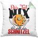 Schnitzel Kissen mit Füllung 40x40 "Der tut nix, der will nur Schnitzel" Geschenkidee für Schnitzelliebhaber (Grau) Grün Trendation