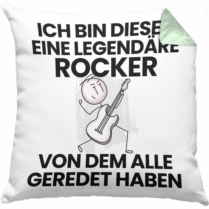 Rocker Geschenk Kissen mit Füllung 40x40 Lustige Geschenkidee Geburtstag für Rocker Ich Bin Dieser Legendäre Rocker Von Dem Alle Geredet Haben (Grau) Grün Trendation