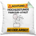 Parkour-Athlet Kissen mit Füllung 40x40 Geschenk Lustiger Spruch Geschenkidee für Parkour-Athlet Achtung Hochleistungs Parkour-Athlet Bei Der Arbeit (Grau) Grün Trendation