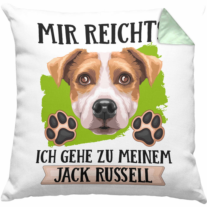 Jack Russel Besitzer Kissen mit Füllung 40x40 Geschenk Lustiger Spruch Geschenkidee Mir Reichts Ich Geh Zu Meinem Jack Russel (Grau) Grün Trendation
