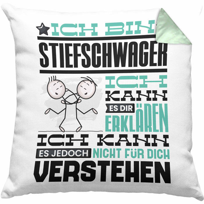 Stiefschwager Geschenk Kaffee-Kissen mit Füllung 40x40 Geschenkidee für Stiefschwager Ich Bin Stiefschwager Ich Kann Es Dir Erklären Jedoch Nicht Für Dich Verstehen Spruch Lustig (Grau) Grün Trendation