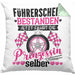 Führerschein Bestanden Geschenk Kissen mit Füllung 40x40 Bestandener Führerschein Jetzt Fährt Die Prinzessin Selber Motorrad Bike Fahrschule (Grau) Grün Trendation