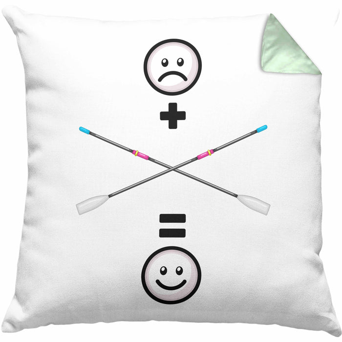 Rudern Kissen mit Füllung 40x40 Geschenk für Ruderer Lustige Geschenkidee :( + Rudern = :) Geburtstag (Grau) Grün Trendation