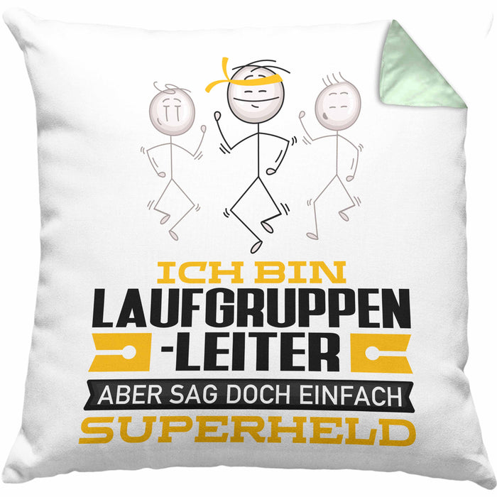 Laufgruppenleiter Geschenk Kissen mit Füllung 40x40 Ich Bin Laufgruppenleiter Aber Sag Doch Einfach Superheld Lustige Geschenkdiee für Laufgruppenleiter (Grau) Grün Trendation
