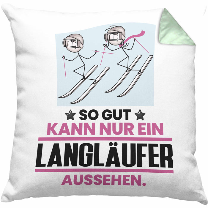Langläufer Geschenk Kissen mit Füllung 40x40 So Gut Kann Nur Ein Langläufer Aussehen Geschenkidee (Grau) Grün Trendation