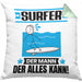 Surfer Kissen mit Füllung 40x40 Geschenk für Surfer Der Mann Der Alles Kann Geschenkidee zum Geburtstag (Grau) Grün Trendation