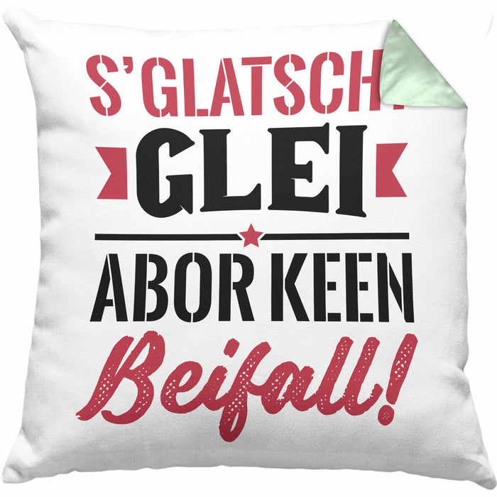 Sachsen Kissen mit Füllung 40x40 Sprüche "Es klatscht glei" Sächsisch Ossi Geschenk Kaffee-Kissen mit Füllung 40x40 (Grau) Grün Trendation