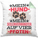 Hundebesitzer Kissen mit Füllung 40x40 Geschenk Hunde Mein Seelenverwandter Auf 4 Pfoten Geschenkidee Hunde Mama Frauchen Herrchen (Grau) Grün Trendation