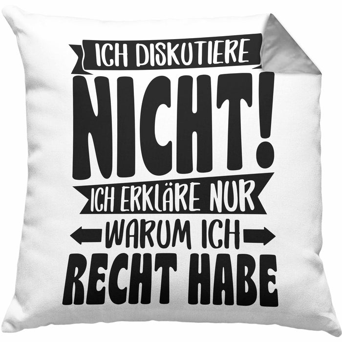 Lustige Kissen mit Füllung 40x40 Besserwisser Mit Spruch Ich Diskutiere Nicht Ich Erkläre Nur Warum Ich Recht Habe Sprüche Geschenkidee Kollege (Grau) Grau Trendation