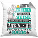 Katzenzüchter Geschenk Kissen mit Füllung 40x40 Lustiger Spruch Erheben Sie Sich Der Katzenzüchter Betritt den Raum (Grau) Grau Trendation