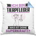 Tierpfleger Kissen mit Füllung 40x40 Geschenk für Tierpfleger Geburtstag Lustiger Spruch Was Ist Deine Superkraft (Grau) Blau Trendation