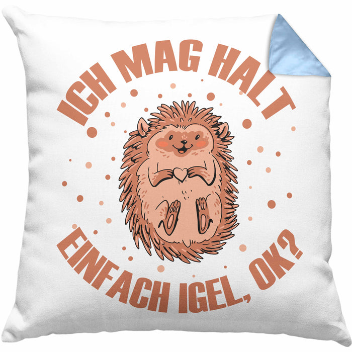 Igel Kissen mit Füllung 40x40 - Tolles Geschenk für Igel-Liebhaber (Grau) Blau Trendation