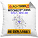 Polo-Spieler Kissen mit Füllung 40x40 Geschenk Lustiger Spruch Geschenkidee für Polo-Spieler Achtung Hochleistungs Polo-Spieler Bei Der Arbeit (Grau) Grau Trendation