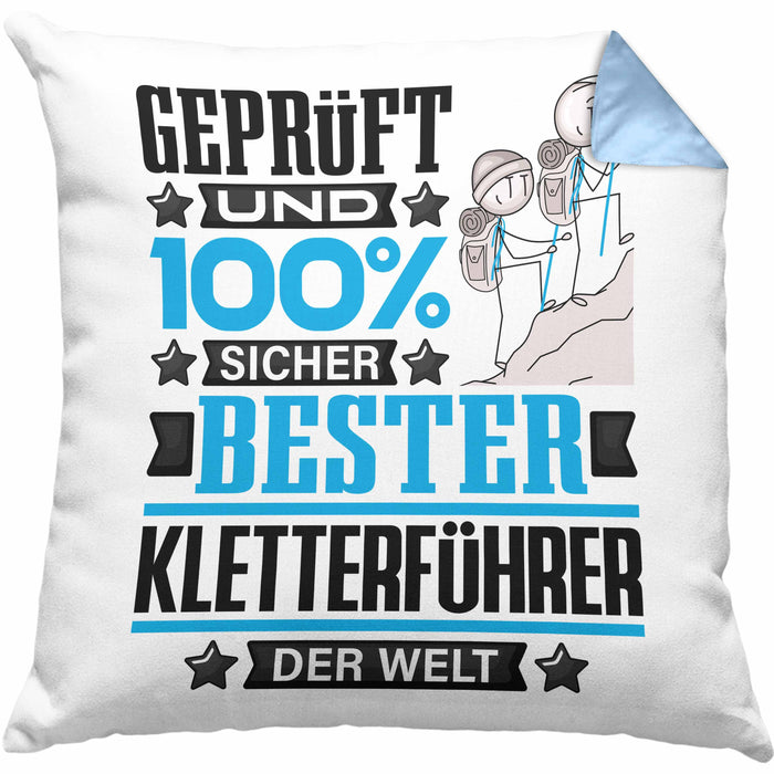 Kletterführer Geschenk Lustiger Spruch für Kletterführer Geschenkidee Bester Kletterführer Der WeltKissen mit Füllung 40x40 (Grau) Blau Trendation