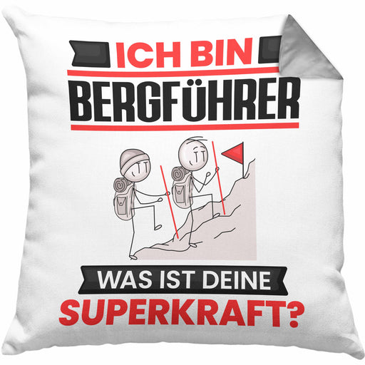 Bergführer Kissen mit Füllung 40x40 Geschenk für Bergführer Geburtstag Lustiger Spruch Was Ist Deine Superkraft (Grau) Grau Trendation