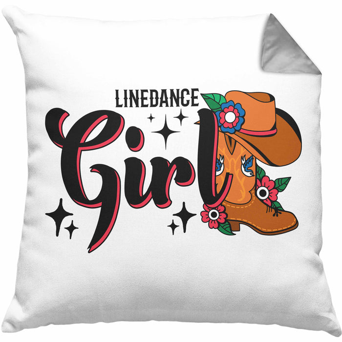Line Dance Girl Kissen mit Füllung 40x40 Geschenk Spruch Linedance KafffeeKissen mit Füllung 40x40 Spruch (Grau) Grau Trendation
