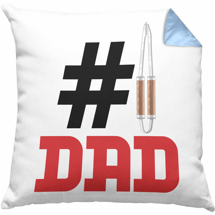 Grillen Nummer 1 Dad Vater Kissen mit Füllung 40x40 Geschenk Grillmeister Papa Geschenkidee Bester Papa Der Welt Vatertag Lustige Geschenkidee (Grau) Blau Trendation