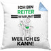 Reiter Geschenk Kissen mit Füllung 40x40 Lustiger Spruch Ich Bin Reiter Warum Weil Ich Es Kann Geschenkidee Bester Reiter Geburtstag (Grau) Blau Trendation