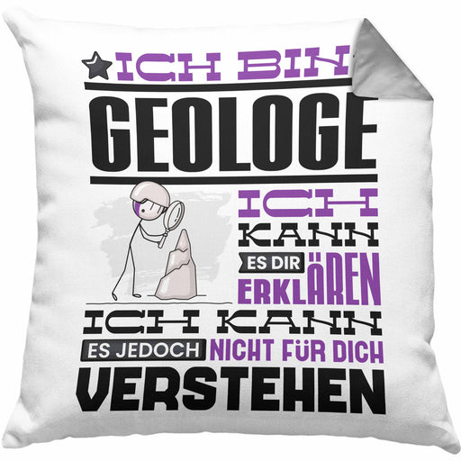 Geologe Geschenk Kissen mit Füllung 40x40 Geschenkidee für Geologe Geburtstag Lustiger Spruch Ich Bin Geologe Ich Kann Es Dir Erklären Aber Nicht Für Dich Verstehen (Grau) Grau Trendation