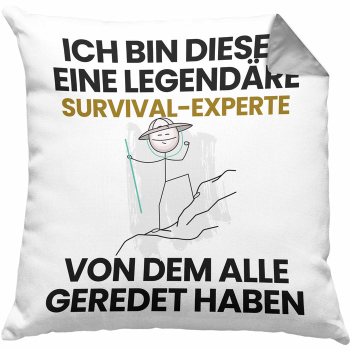 Survival-Experte Geschenk Kissen mit Füllung 40x40 Lustige Geschenkidee Geburtstag für Survival-Experte Ich Bin Dieser Legendäre Survival-Experte Von Dem Alle Geredet Haben (Grau) Grau Trendation