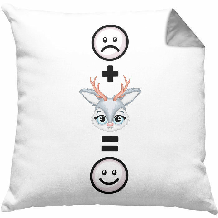 Reh Kissen mit Füllung 40x40 Geschenk für Reh-Liebhaber Lustige Geschenkidee :( + Rehe = :) Geburtstag (Grau) Grau Trendation