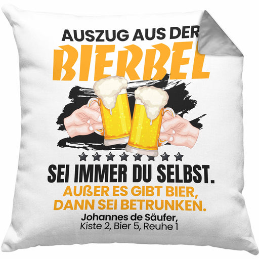 Auszug Bierbel Bier-Liebhaber Geschenkidee Kissen mit Füllung 40x40 Männer Geschenkidee Saufen (Grau) Grau Trendation
