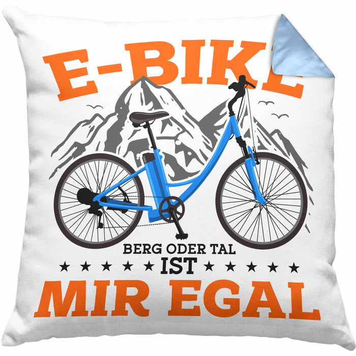 Lustige Kissen mit Füllung 40x40 E-Bike Fans Geschenk E-Bike Sprüche Geschenkidee (Grau) Blau Trendation
