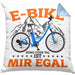 Lustige Kissen mit Füllung 40x40 E-Bike Fans Geschenk E-Bike Sprüche Geschenkidee (Grau) Blau Trendation