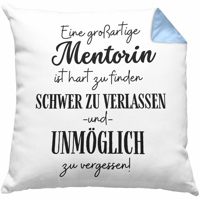 Mentorin Abschied Geschenk Kissen mit Füllung 40x40 Abschiedsgeschenk für Mentorin Hart Zu Finden Schwer Zu Verlassen (Grau) Blau Trendation