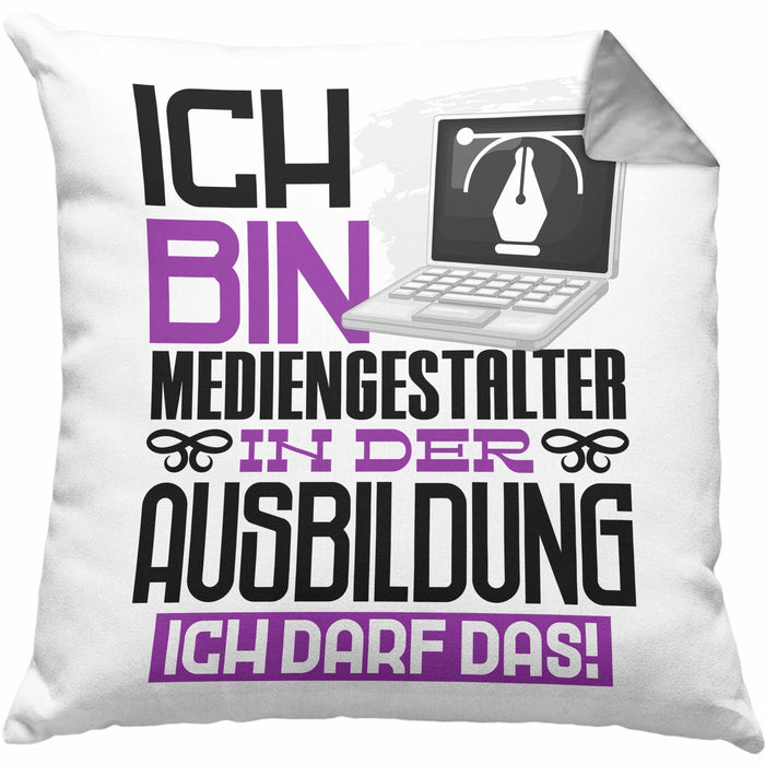Mediengestalter Ausbildung Kissen mit Füllung 40x40 Geschenk Ich Bin Mediengestalter In Der Ausbildung Ich Darf Das Geschenkidee Spruch (Grau) Grau Trendation