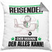 Reisender Kissen mit Füllung 40x40 Geschenk für Reisender Der Mann Der Alles Kann Geschenkidee zum Geburtstag (Grau) Grau Trendation