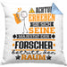 Forscher Geschenk Kissen mit Füllung 40x40 Lustiger Spruch Erheben Sie Sich Der Forscher Betritt den Raum (Grau) Blau Trendation