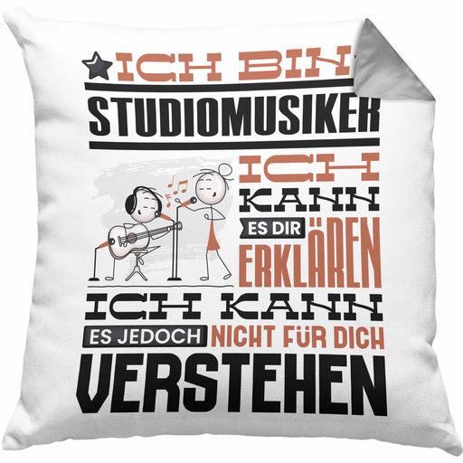 Studiomusiker Geschenk Kissen mit Füllung 40x40 Lustige Geschenkdiee für einen Studiomusiker Geburtstag Ich Bin Studiomusiker Ich Kann Es Dir Erklären Aber Nicht Für Dich Verstehen (Grau) Grau Trendation