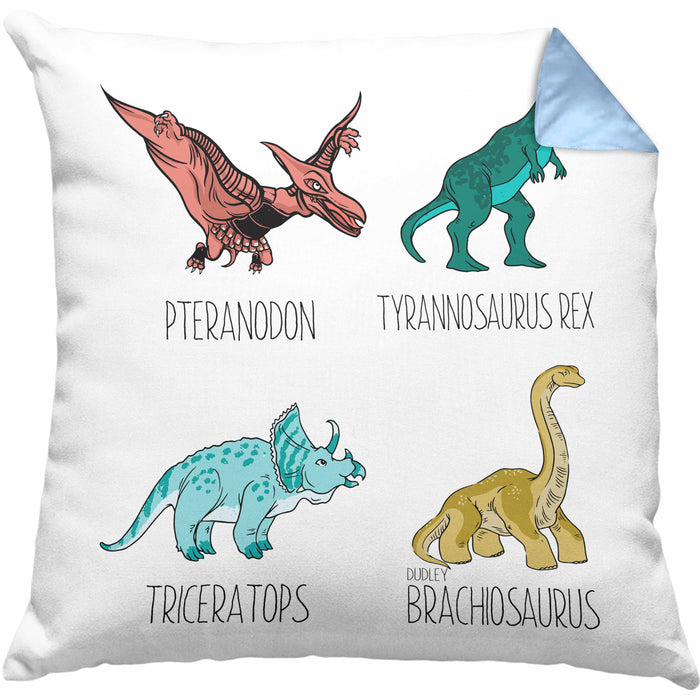 Arten Von Dinosauriern Kissen mit Füllung 40x40 Geschenk Für Jungs Dinos T-Rex Jungen Mädchen Dinos Tyrannosaurus (Grau) Blau Trendation