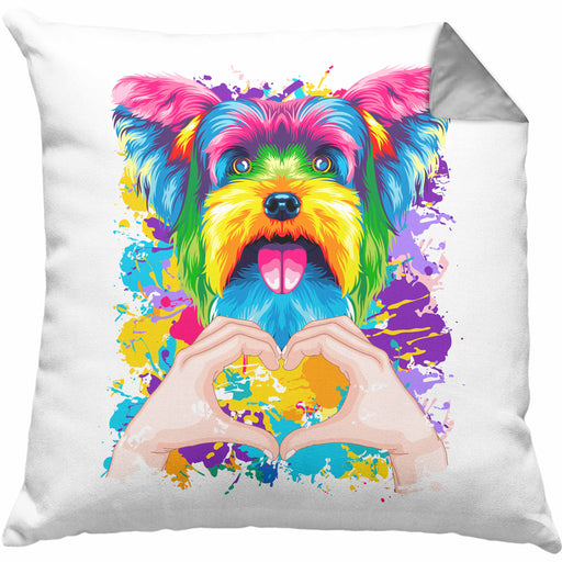 Yorkie Besitzer Farbe Love Kissen mit Füllung 40x40 Geschenk Lustiger Spruch Geschenkidee Yorkie Besitzerin (Grau) Grau Trendation