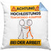 Taekwondo-Kämpfer Kissen mit Füllung 40x40 Geschenk Lustiger Spruch Geschenkidee für Taekwondo-Kämpfer Achtung Hochleistungs Taekwondo-Kämpfer Bei Der Arbeit (Grau) Blau Trendation