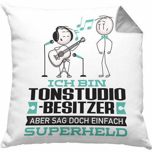 Tonstudio-Besitzer Geschenk Kissen mit Füllung 40x40 Ich Bin Tonstudio-Besitzer Aber Sag Doch Einfach Superheld Lustige Geschenkdiee für Tonstudio-Besitzer (Grau) Grau Trendation