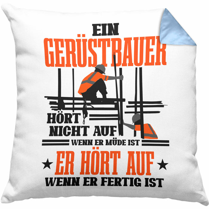 Kissen mit Füllung 40x40 für Gerüstbauer Geschenk Spuch Männer Gerüstbau (Grau) Blau Trendation