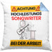 Songwriter Kissen mit Füllung 40x40 Geschenk Lustiger Spruch Geschenkidee für Songwriter Achtung Hochleistungs Songwriter Bei Der Arbeit (Grau) Blau Trendation