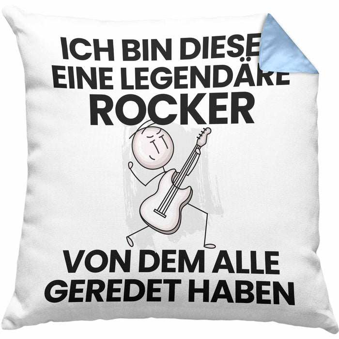 Rocker Geschenk Kissen mit Füllung 40x40 Lustige Geschenkidee Geburtstag für Rocker Ich Bin Dieser Legendäre Rocker Von Dem Alle Geredet Haben (Grau) Blau Trendation